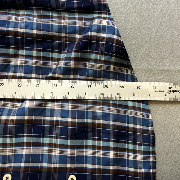 Peter Millar Shirt Mens Medium M Blue Plaid Button Down Long Sleeve 100% Cotton - Picture 6 of 8